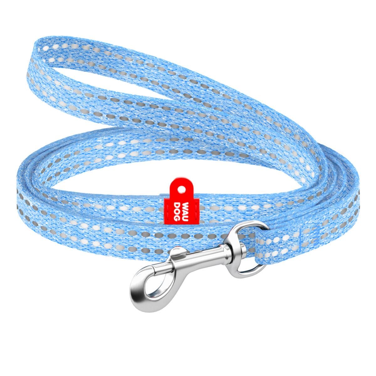 Повідець для котів/дрібних порід собак Waudog Re-cotton світловідбиваючий XS 10 мм х 200 см Блакитний (16442 Col)