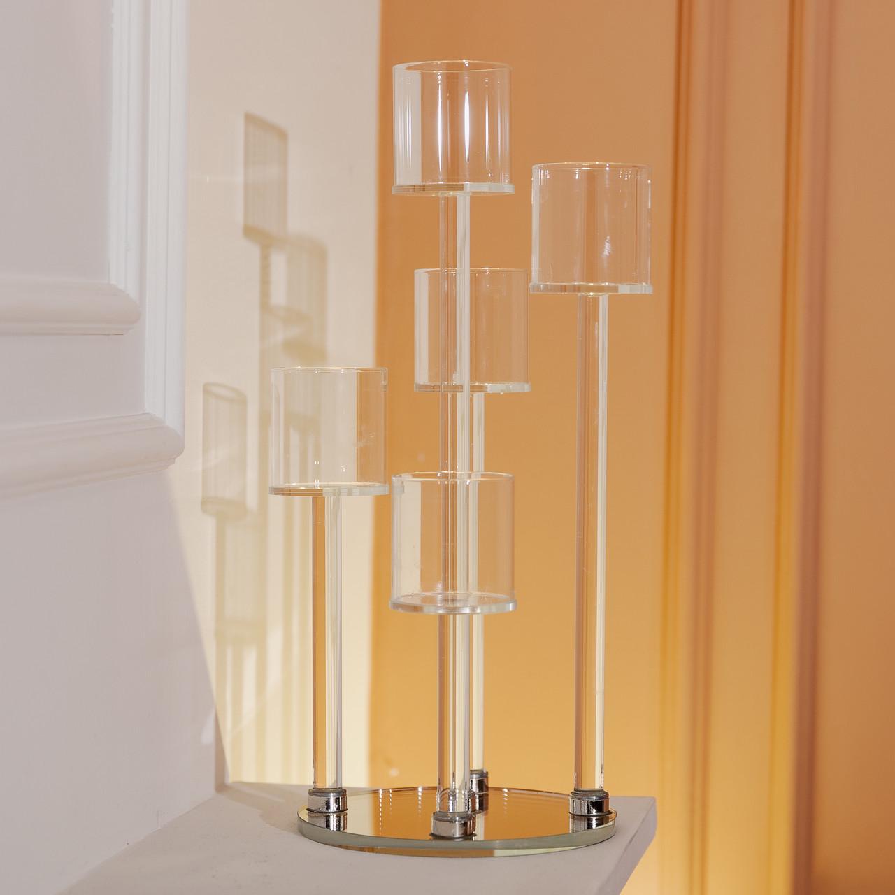 Підсвічник декоративний на 5 свічок скляний h 38 см (HP-4-14) - фото 2 Підсвічник декоративний на 5 свічок скляний h 38 см (HP-4-14) - фото 2