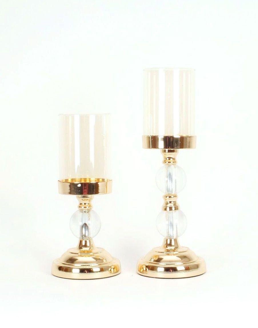 Підсвічники святкові Remy-Decor Ватель зі скляною колбою 2 шт. 25/31 см Золотий - фото 2