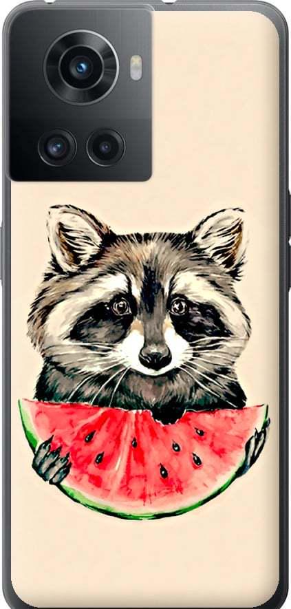 Чехол на OnePlus 10R Енотик с арбузом (4605u-2627-42517) Чехол на OnePlus 10R Енотик с арбузом (4605u-2627-42517)