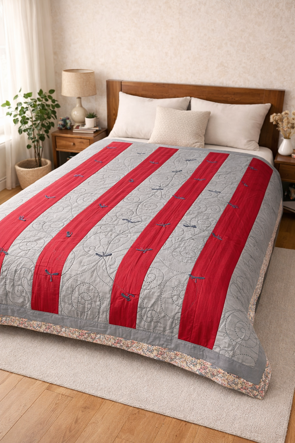 Покрывало пэчворк ручной работы 150х200 см. Полоски тепла.