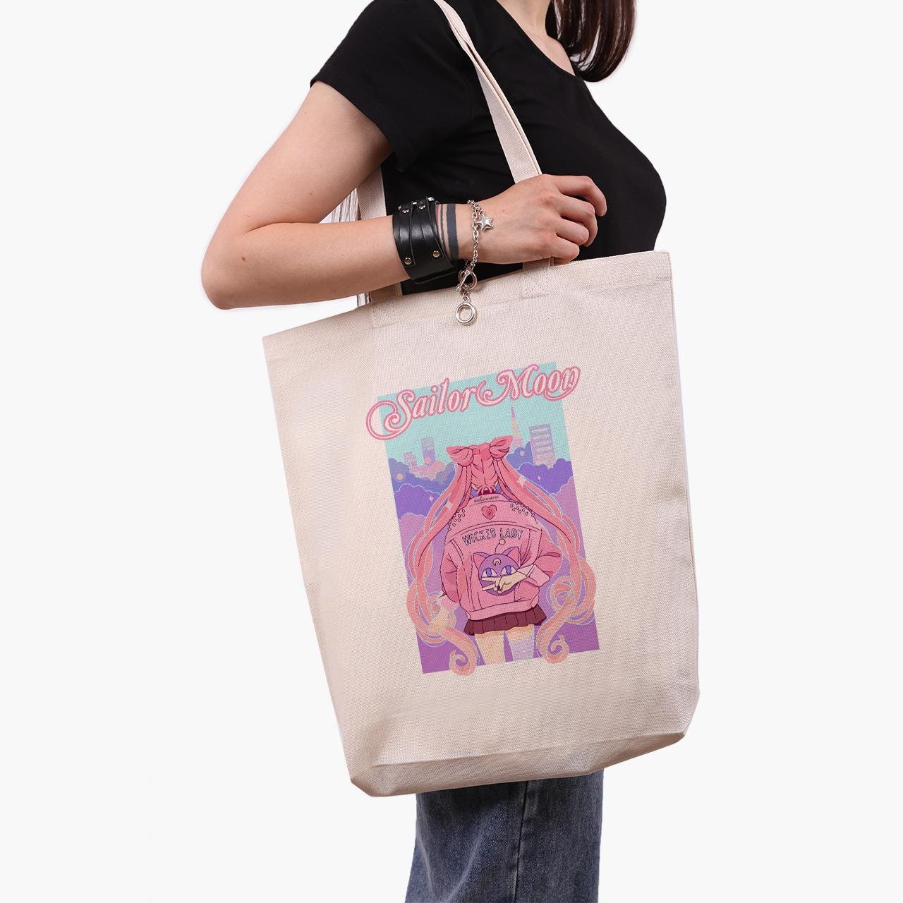 Еко сумка шоппер Sailor Moon 41x39x8 см Бежевий (9227-2913-WTD)