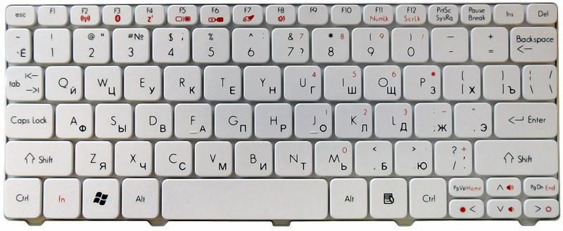Клавиатура для ноутбука Acer Aspire One 532H White