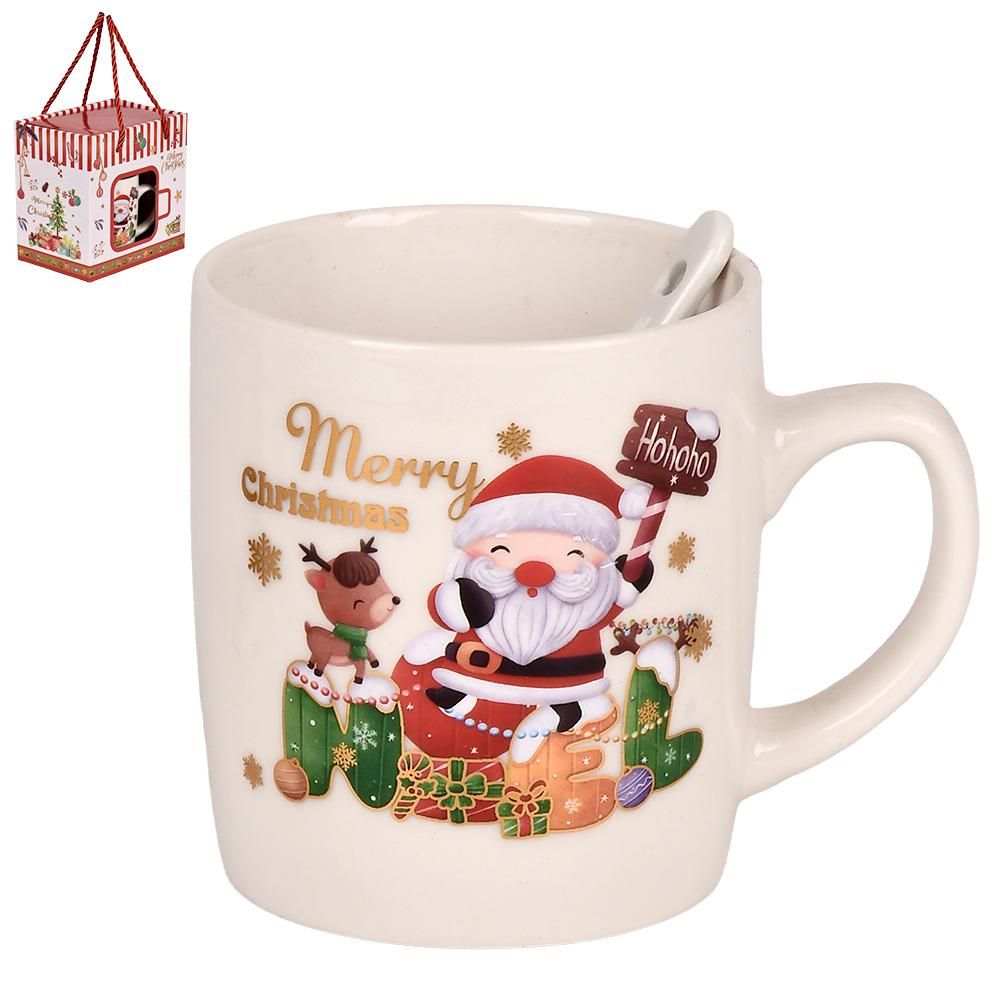 Чашка новогодняя с ложкой R34142 Happy Christmas 230 мл