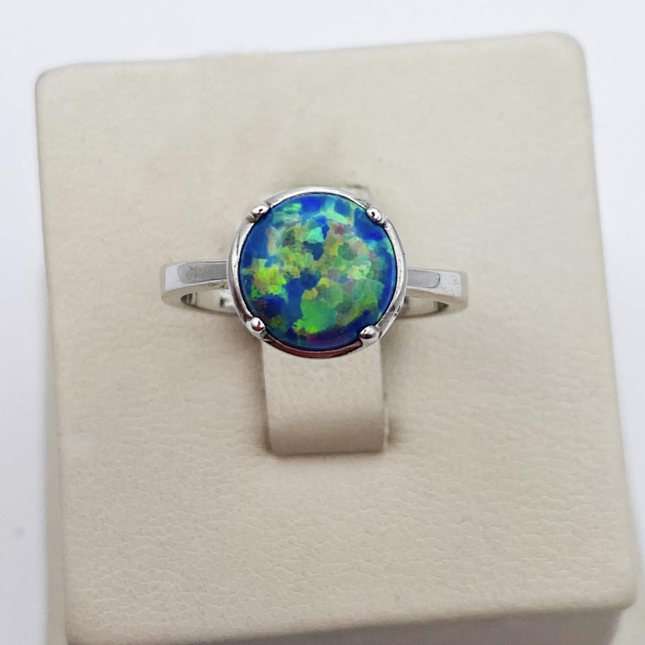 Кольцо серебряное с зеленым опалом р. 17,5 3,57 г (1995640507)