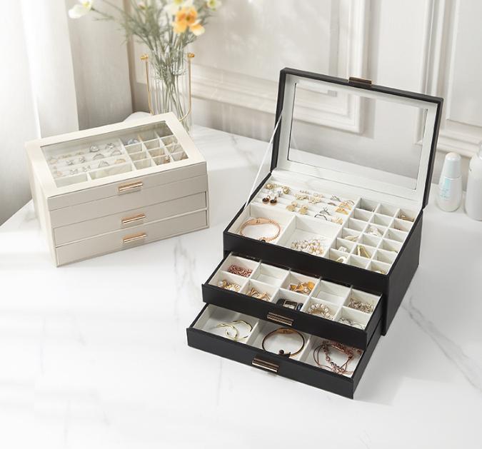 Шкатулка для украшений с крышкой многоуровневая 27х13х18 см Черный/Прозрачный (ШДД-29-1) - фото 5