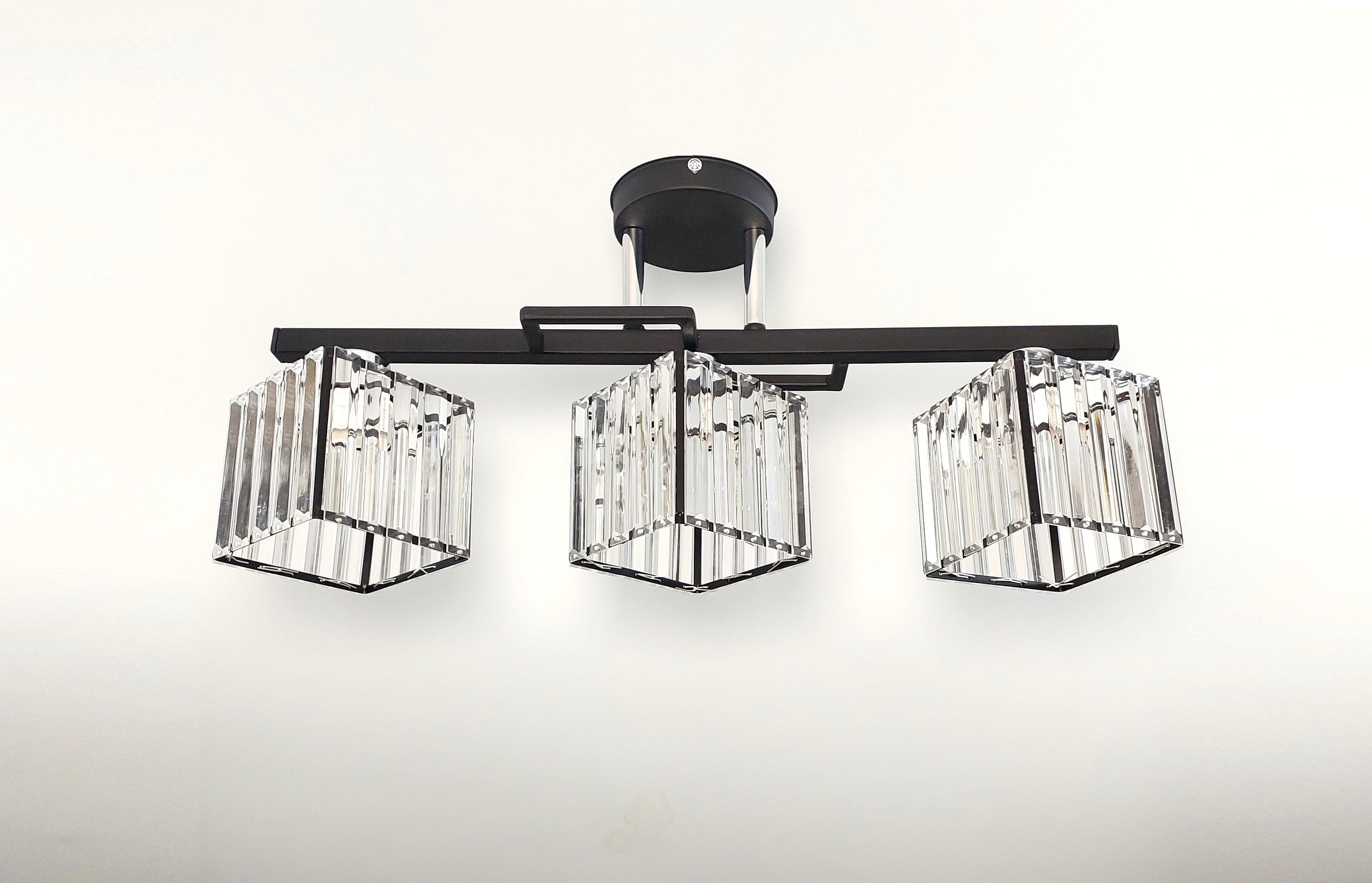 Люстра потолочная Лофт 1278/3 на три плафона металлическая Черный