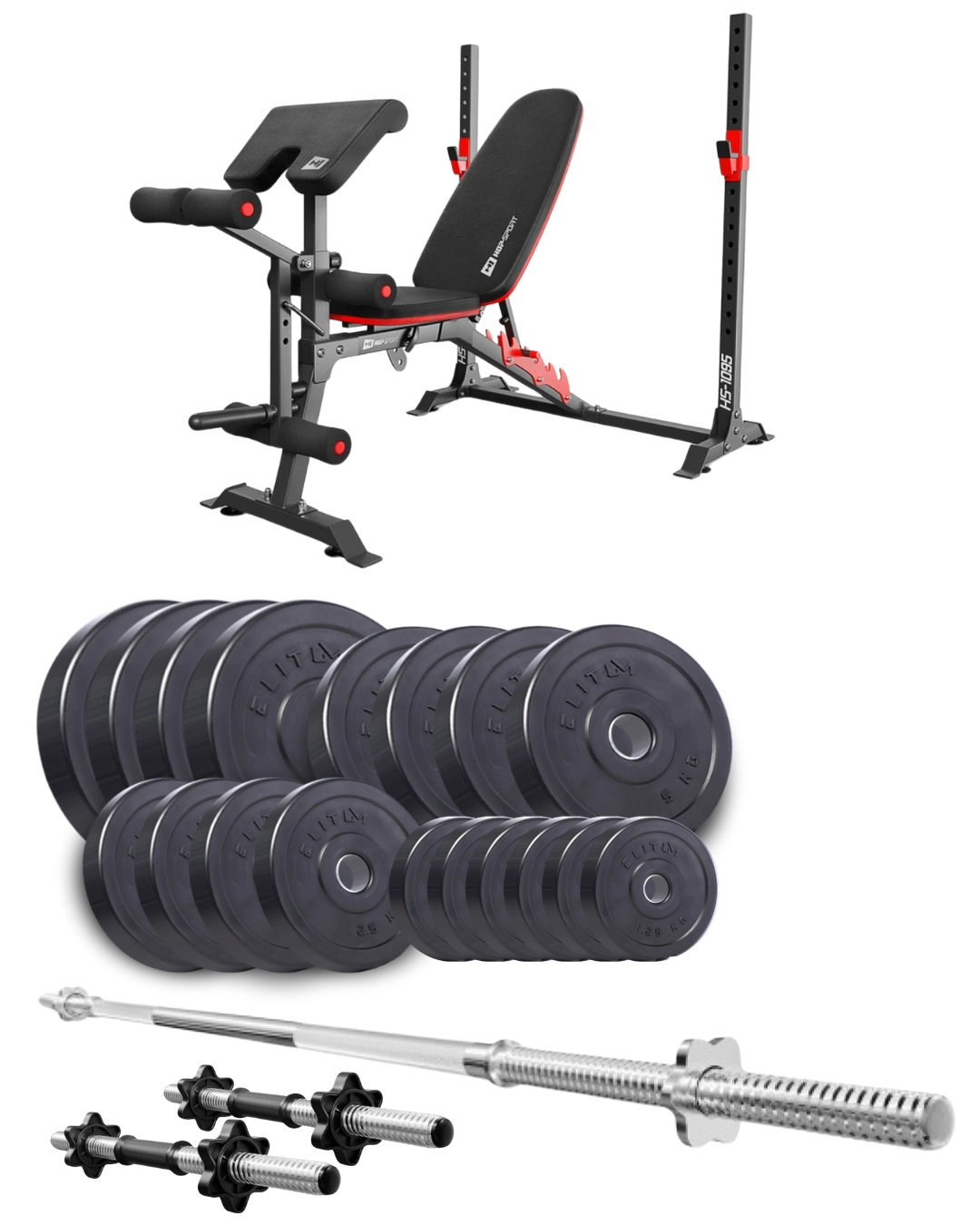 Набір штангою та гантелями з лавкою Elitum Titan HS-1095 89 кг (4451)