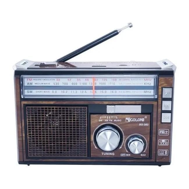 Радиоприемник Golon RX-382 MP3 USB с фонариком Brown (019106)