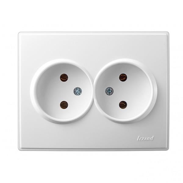 Розетка двухмесная без заземления Lezard Lesya Белый (00000013125)