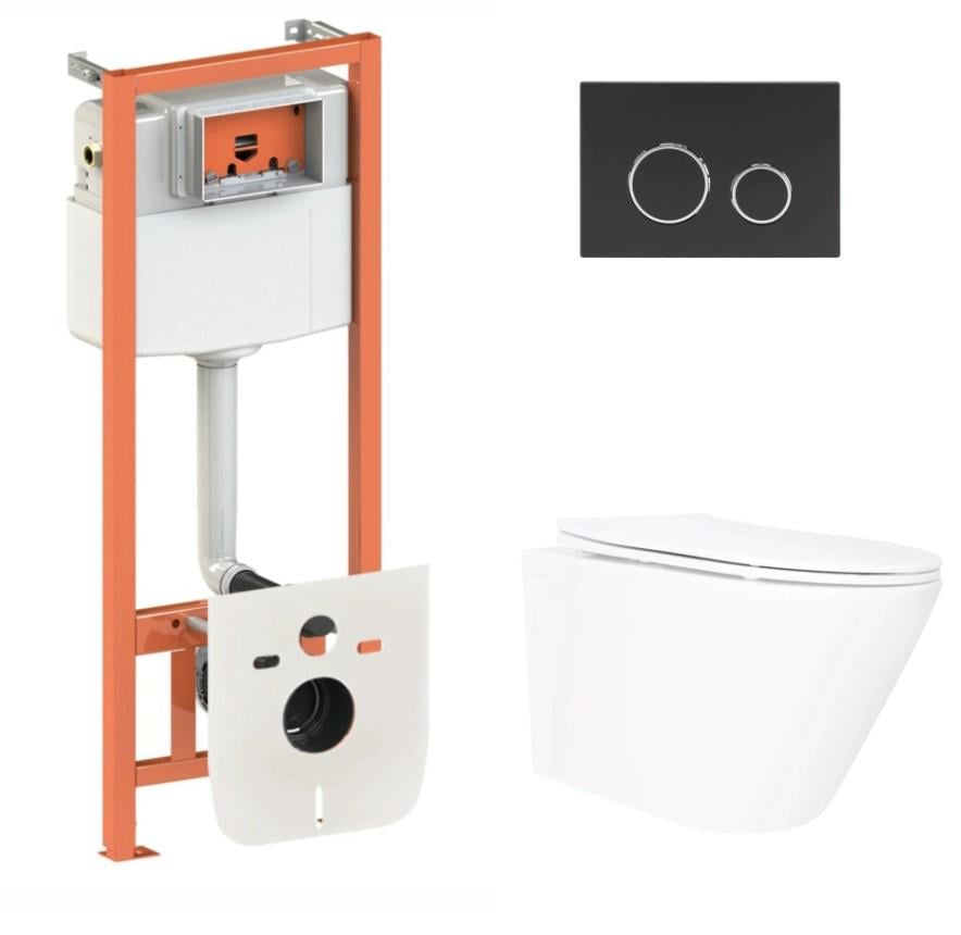 Комплект для ванной комнаты Qtap Nest 4в1 подвесной унитаз Swan Ultra Quiet 520x360x320 мм и установка QT16335180W48194 (66341)