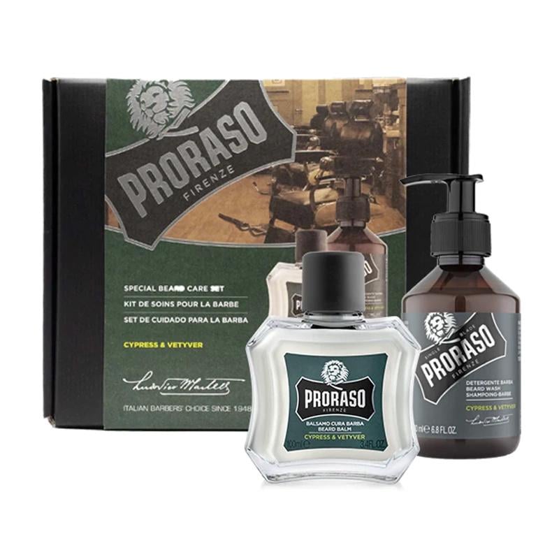 Набор для бороды Proraso Special Beard Care Set Cypress & Vetyver с шампунем и бальзамом (8004395007370)