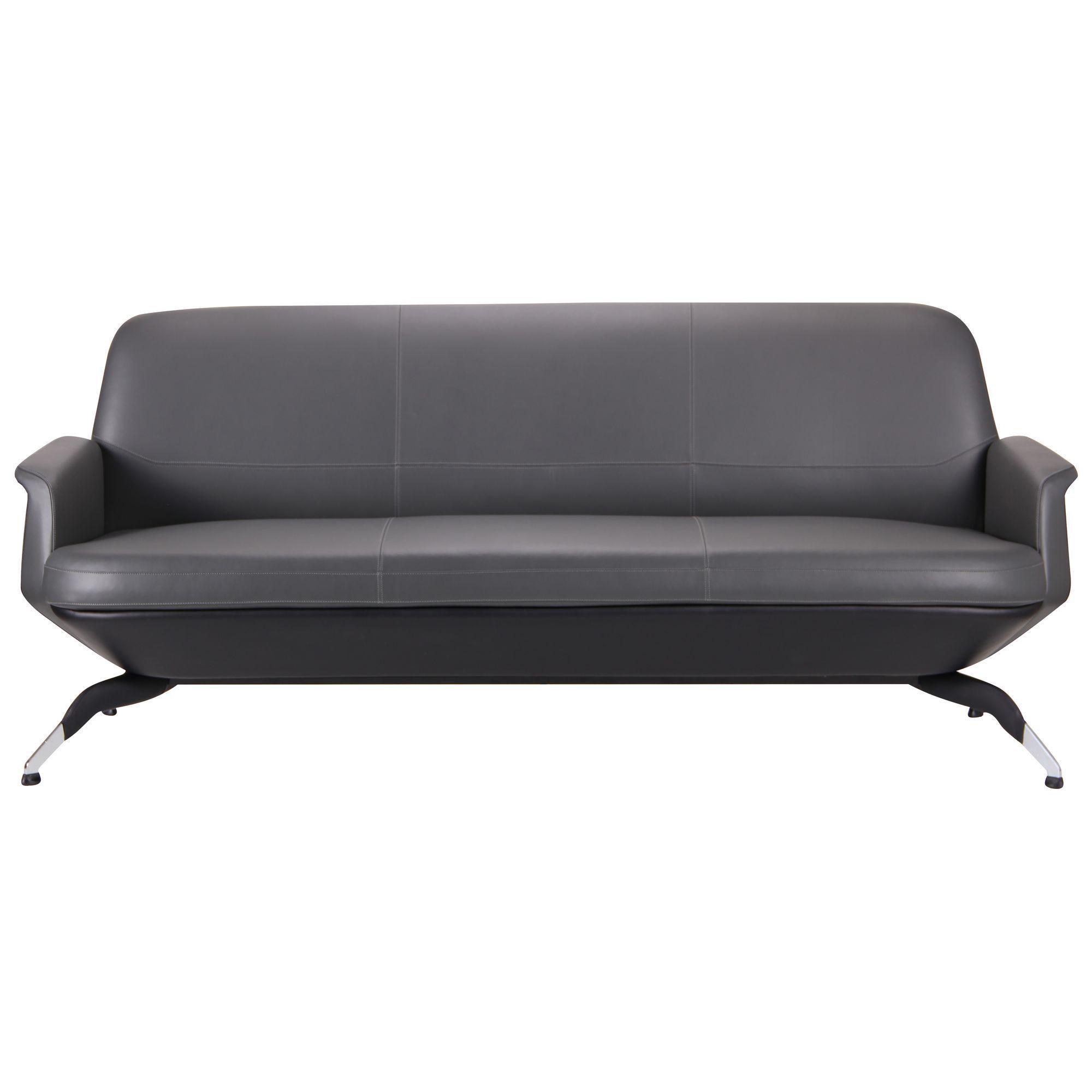 Диван AMF Absolute Grey/Black в офис/квартиру 780х1840х730 сталь/кожа Хром/Серый - фото 2 Диван AMF Absolute Grey/Black в офис/квартиру 780х1840х730 сталь/кожа Хром/Серый - фото 2