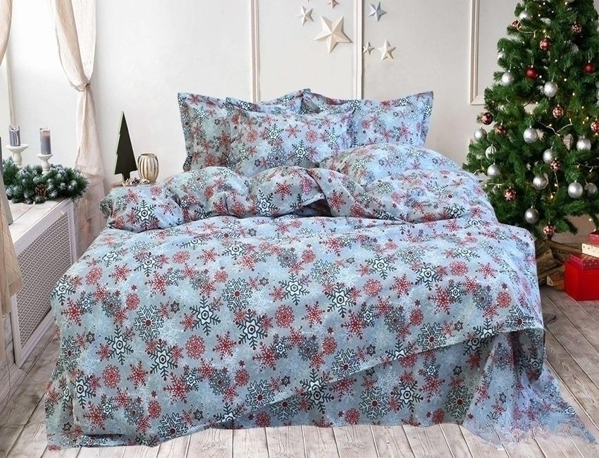 Комплект постельного белья подарочный R-T9134 двуспальный с наволочками 50х70 см Голубой (124-77-TAG 2-sp-848-2)