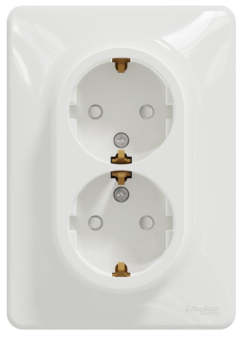 Розетка двомісна Schneider Electric Sedna Design з заземленням та шторками Білий (00000023698) Розетка двомісна Schneider Electric Sedna Design з заземленням та шторками Білий (00000023698)