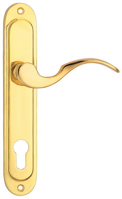 Дверная ручка под ключ Siba OSIMO на планке 85 мм Латунь полированная (Z09 3 01 01)