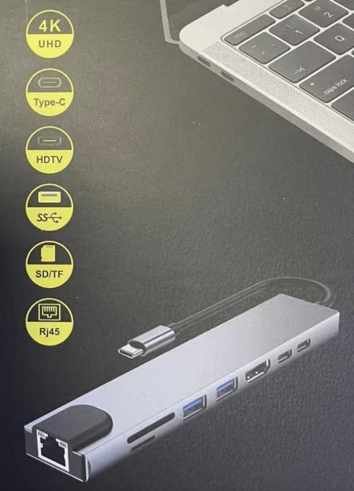 Хаб USB XoKo AC 550 Type C to RJ45/HDMI/2xUSB 3,0 TF SD reader PD Type C 8в1 (XK AC550 SL) - фото 2