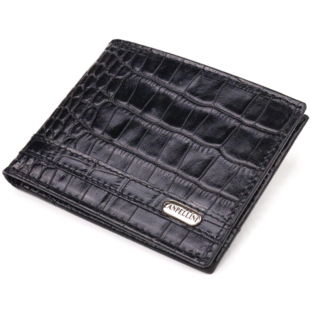 Зажим для купюр CANPELLINI Money Clip 21520 из натуральной фактурной кожи Черный (10847206)
