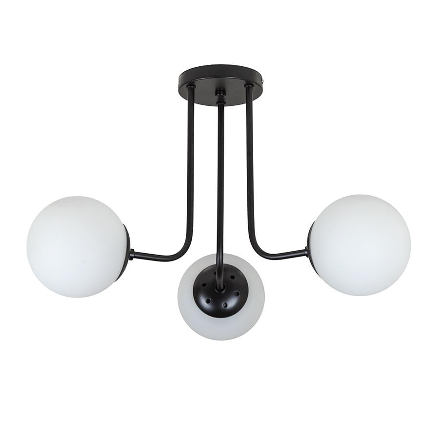 Люстра металлическая Levistella 7529908-3 BK/WH с 3 стеклянными плафонами под лампы Е27 (106-16-LVS4775)