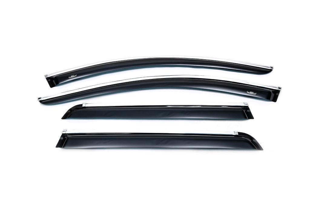 Ветровики с хром молдингом HIC для Volvo XC90 2002-2014 гг. поликарбонат Черный
