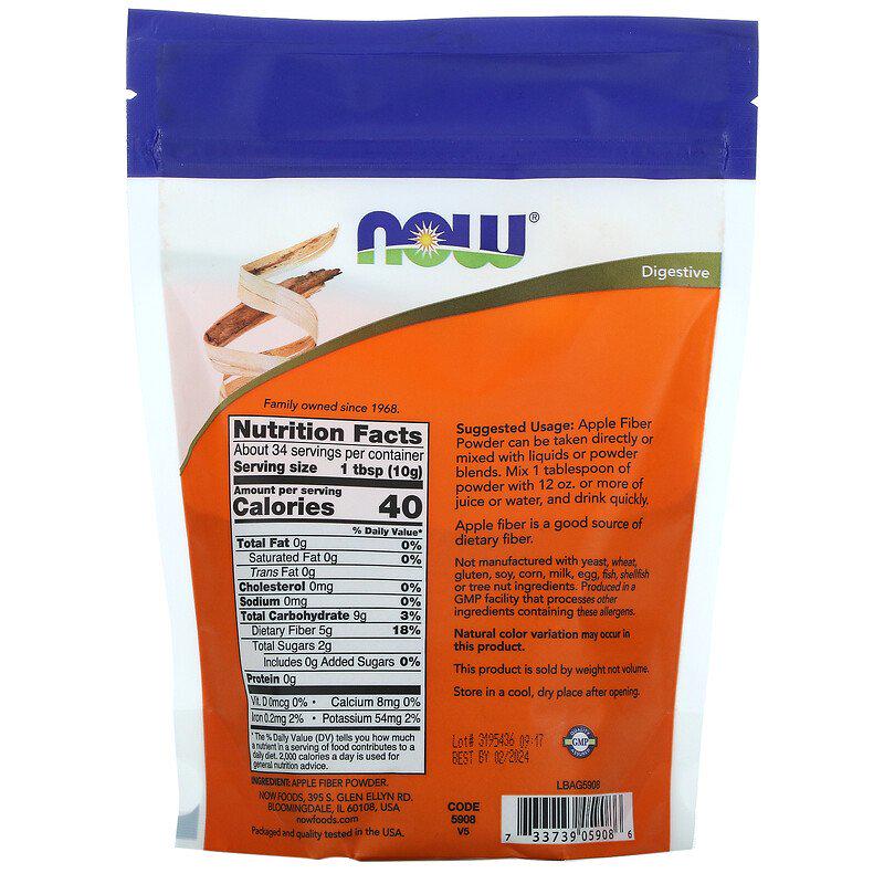 Яблучна клітковина Apple Fiber Now Foods в порошку 340 г - фото 2