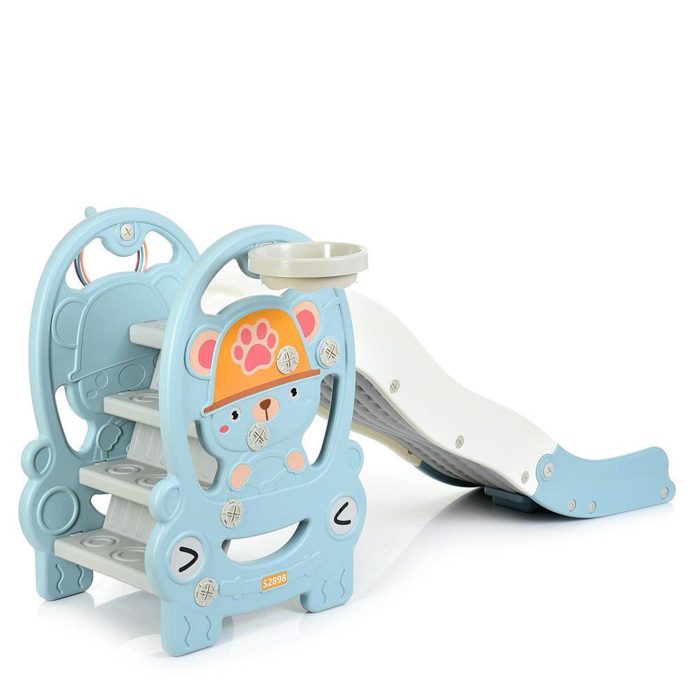 Детская горка Bambi WM19094-4 пластиковая с кольцом и мячиком Голубой (18-7-WM19094-4)