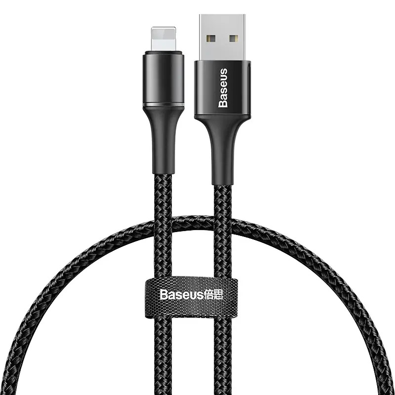 Кабель Baseus Cafule Cable USB Lightning с подсветкой 2,4 A 0,5 м Черный (1896647563)