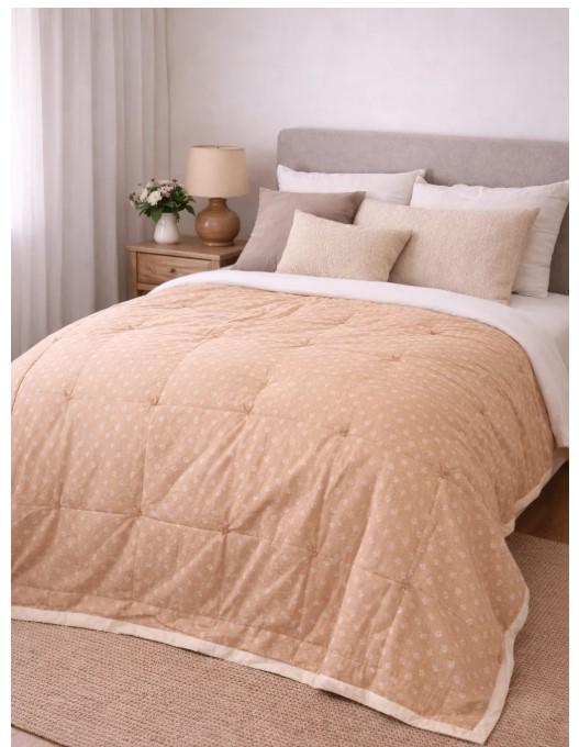 Покрывало пэчворк ручной работы 150х200 см. Песочный уют.