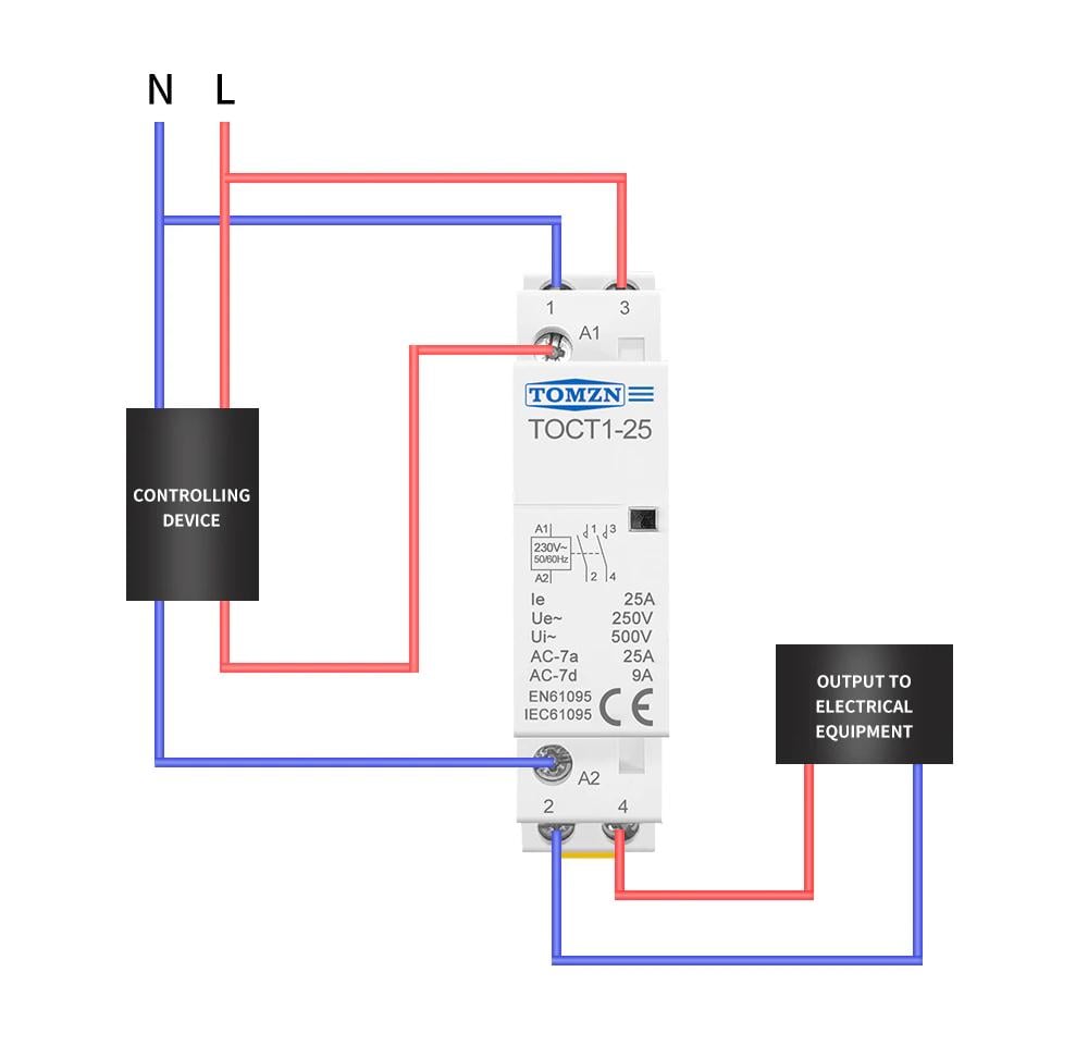 Контактор модульный TOMZN TOCT1-25 2P 25 А 2NC 220 V (TOCT1-25-AC-2NC) - фото 6