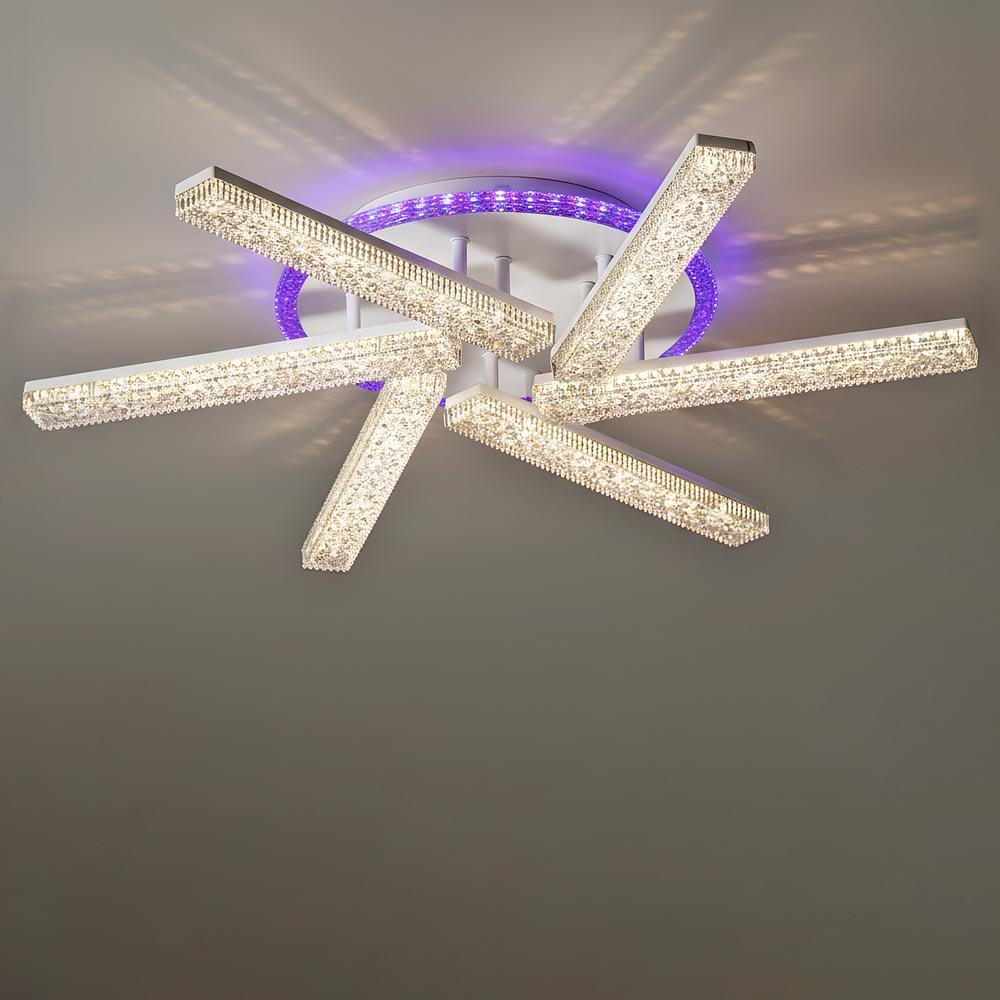 Люстра потолочная светодиодная Lighthouse SC-19661/6C WH PK/BU/PL 120W+20W 2 4G Ф640х90 Белый (131385)