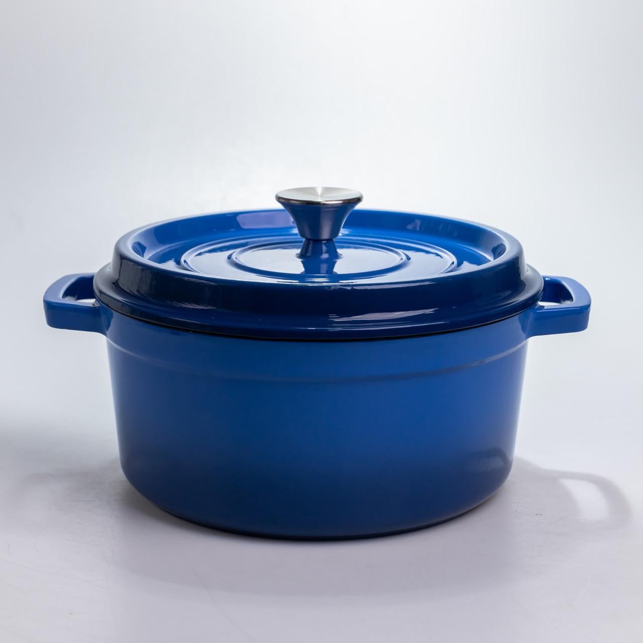 Каструля чавунна HP-1-19-BLUE 4,5 л емальована з кришкою