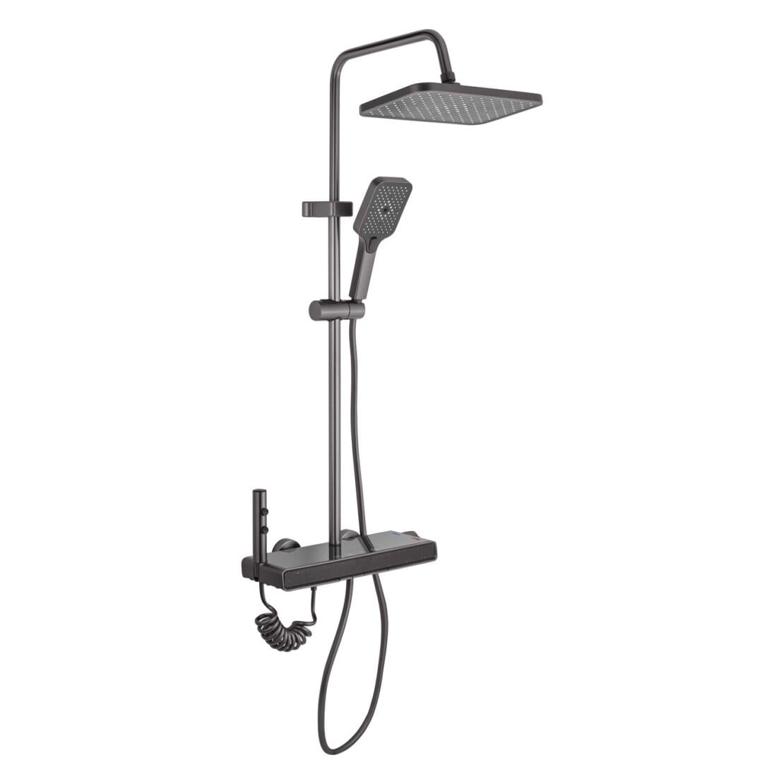 Душова система Agua Acero AVION 5013AM з кнопками та поличкою Графітовий (33493483)