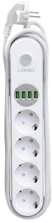 Мережевий фільтр-подовжувач з USB виходами 4x220V/4xUSB LDNIO SE4432 2 м (9280)