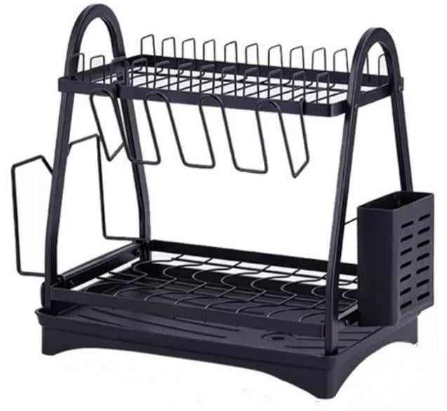 Сушарка для посуду Edenberg настільна 2 яруси 50х30х38 см Чорний