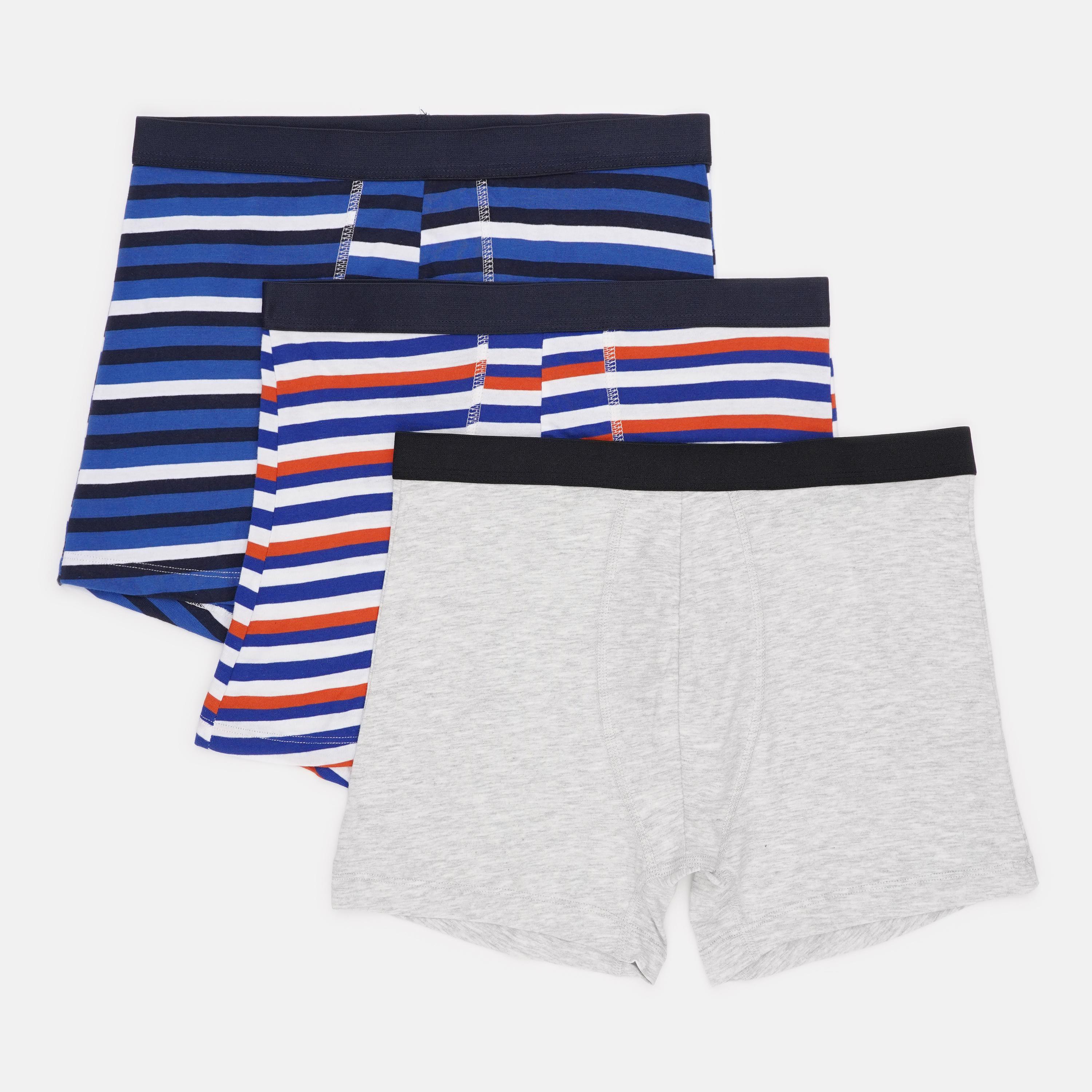 Труси Basic Collection Смужка 3 шт. M Сірий/Білий/Синій (14380902523)