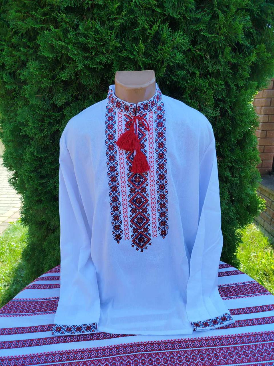 Вишиванка чоловіча Молодіжна р. 52 Білий/Червоний (2659006467)