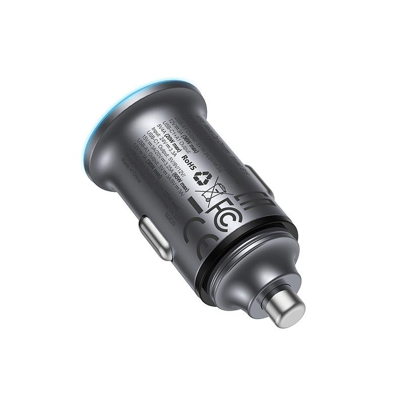Зарядний пристрій в авто Acefast B15 65 Вт USB-A/USB-C швидка зарядка PD/QC Grey (24463) - фото 3 Зарядний пристрій в авто Acefast B15 65 Вт USB-A/USB-C швидка зарядка PD/QC Grey (24463) - фото 3