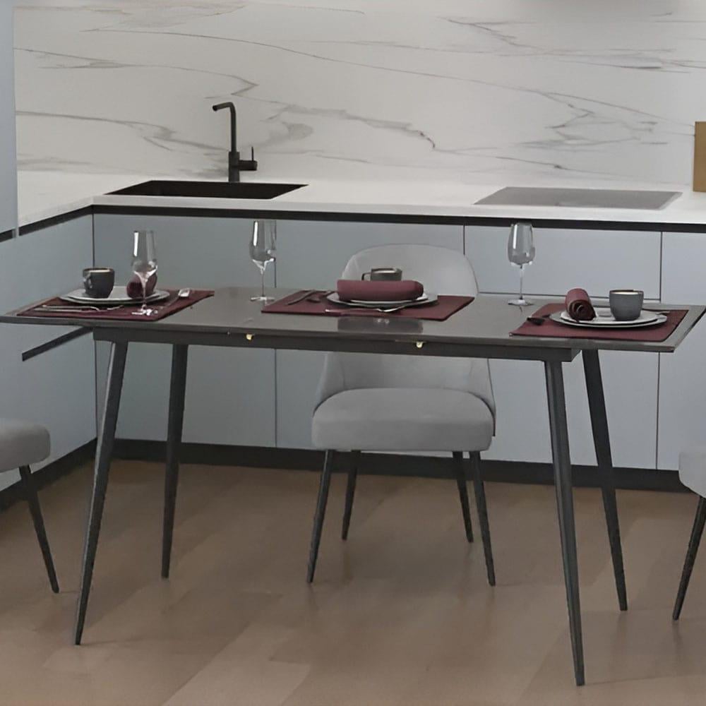 Обеденный стол раскладной Ferrum-decor Данди на конусных ногах металл/ДСП 16 мм 75x120/160x60 см Черный/Сосна Кембра (FRD-106770)