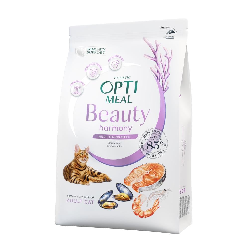 Сухой корм Optimeal Beauty Harmony для взрослых кошек с Морепродуктами, Мягкий успокаивающий эффект 4 кг (4820215366069)