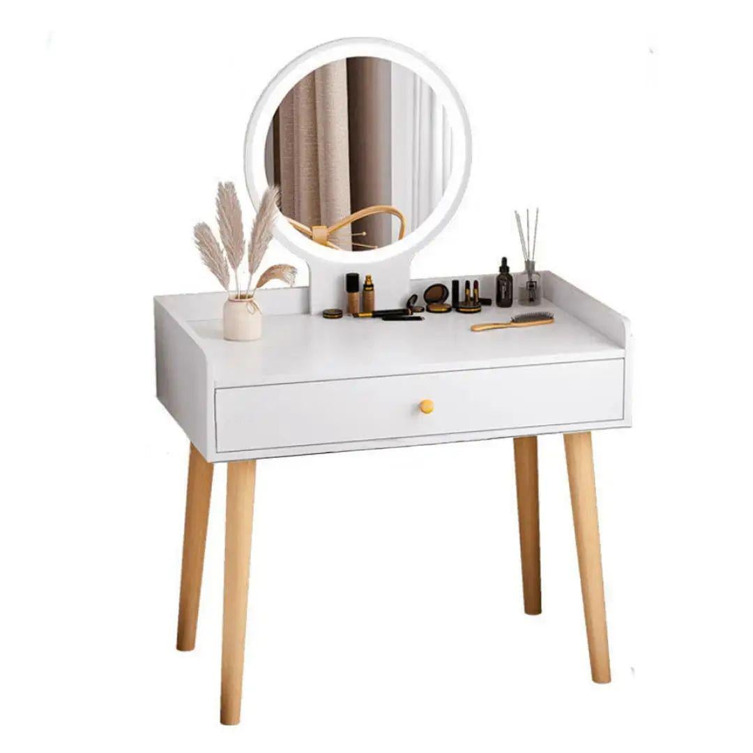 Стол макияжный с выдвижным ящиком и сенсорным зеркалом 3008 120х70х40 см из МДФ Белый