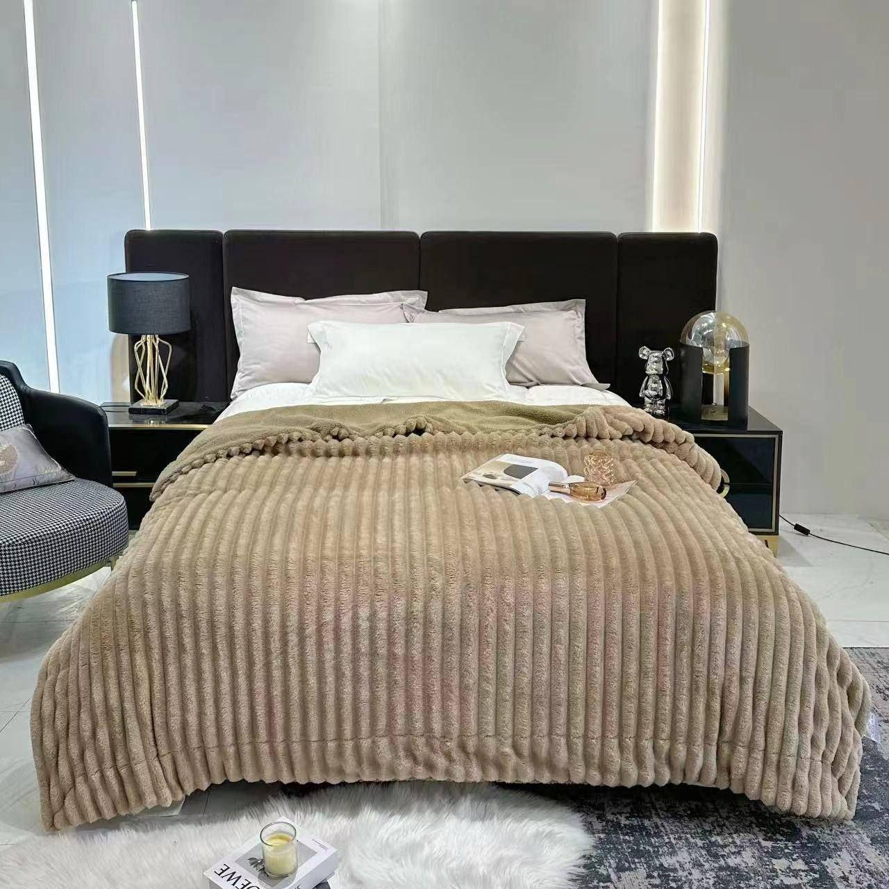 Плед на овчине Шарпей Королевская полоска 200x230 см Бежевый (1738) - фото 7