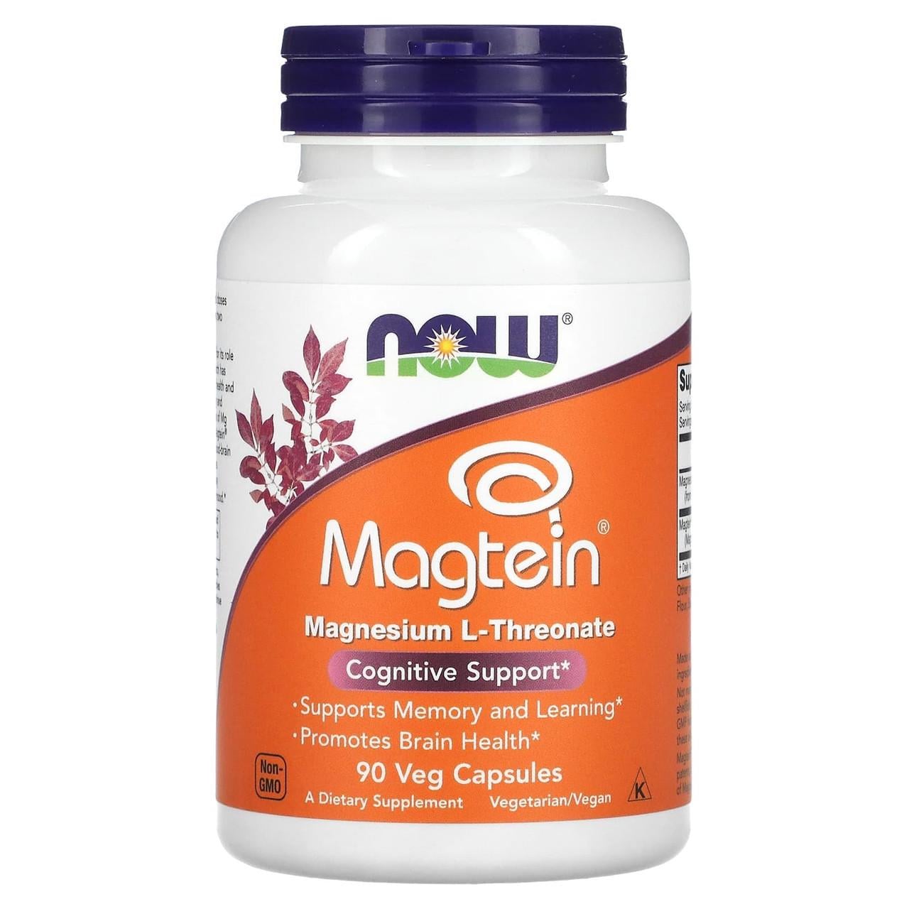 Магний L-треонат Now Foods Magtein поддерживает память 90 растительных капс. (1428986951)
