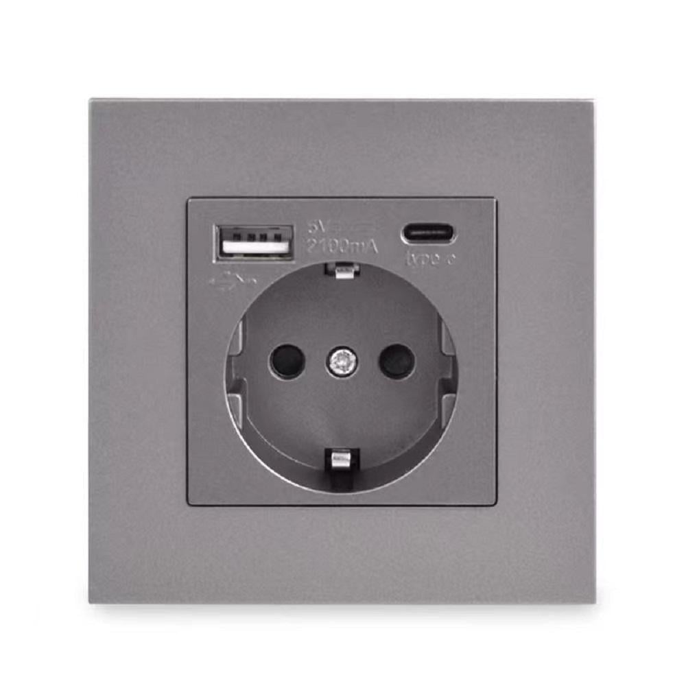 Розетка с USB и Type-C портами Графитовый (2071015398) Розетка с USB и Type-C портами Графитовый (2071015398)