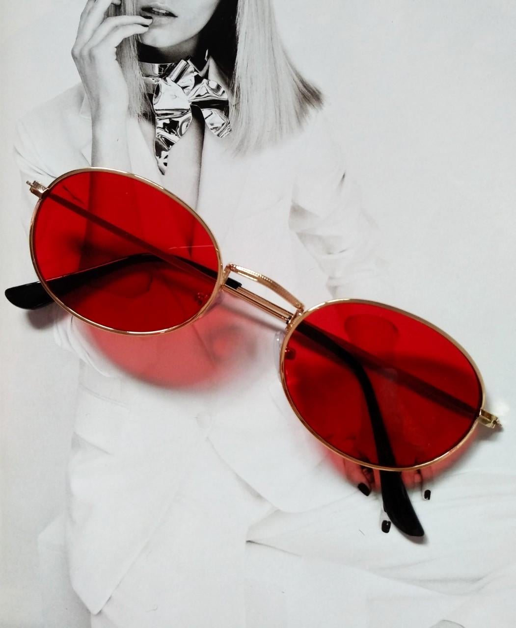 Солнцезащитные очки овальные с цветной линзой Красный Солнцезащитные очки овальные с цветной линзой Красный