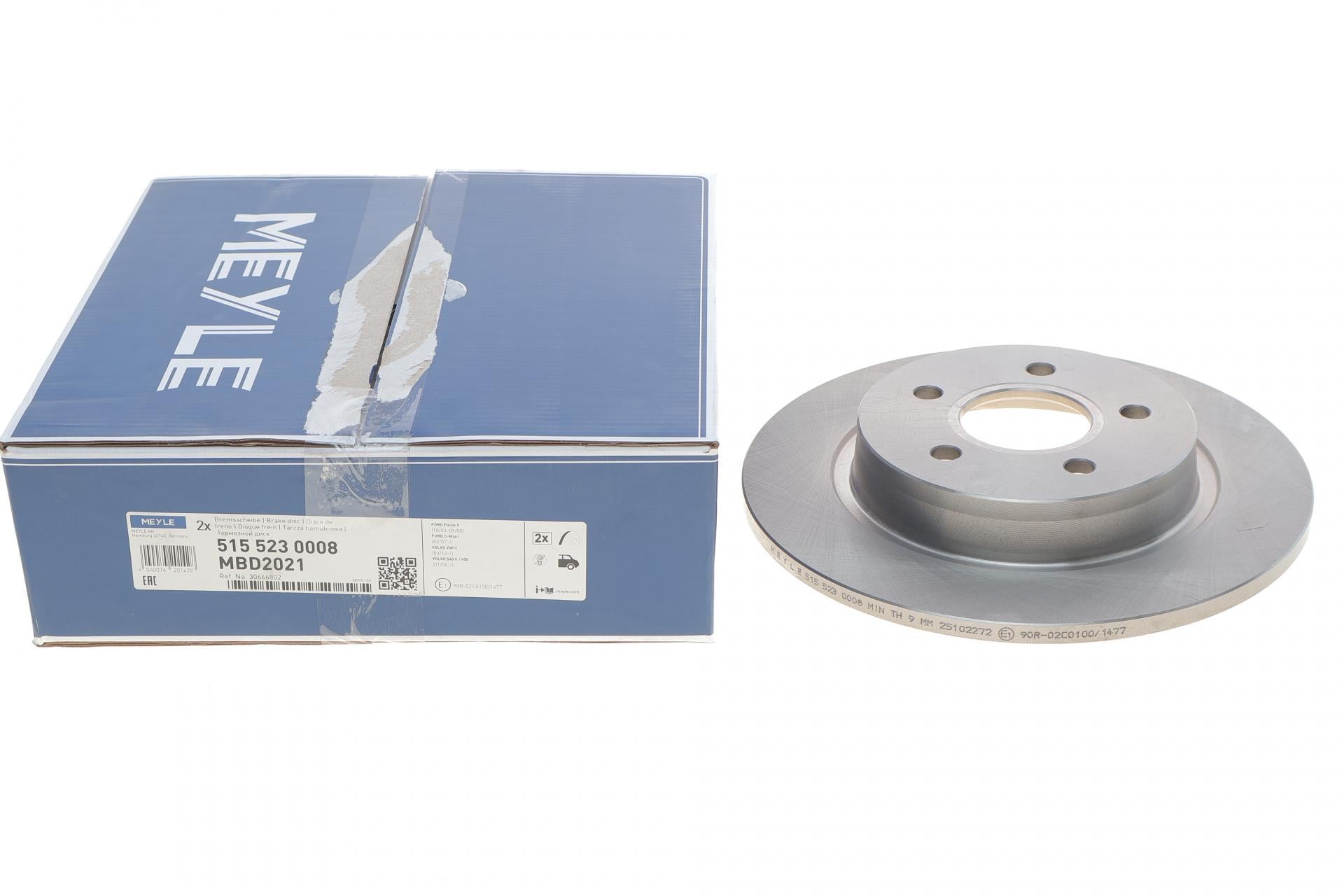 Диск тормозной задний Meyle для Ford C-max/Focus/Volvo C30/C70/S40/V50 04- 280x11 мм (515 523 0008)