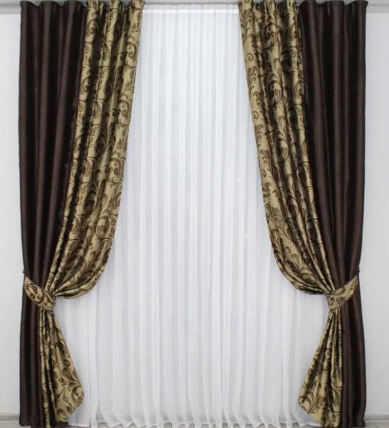 Шторы комбинированный блекаут/софт 1,5х2,7 м 2 шт. Коричневый (014дк/094-1101ш)
