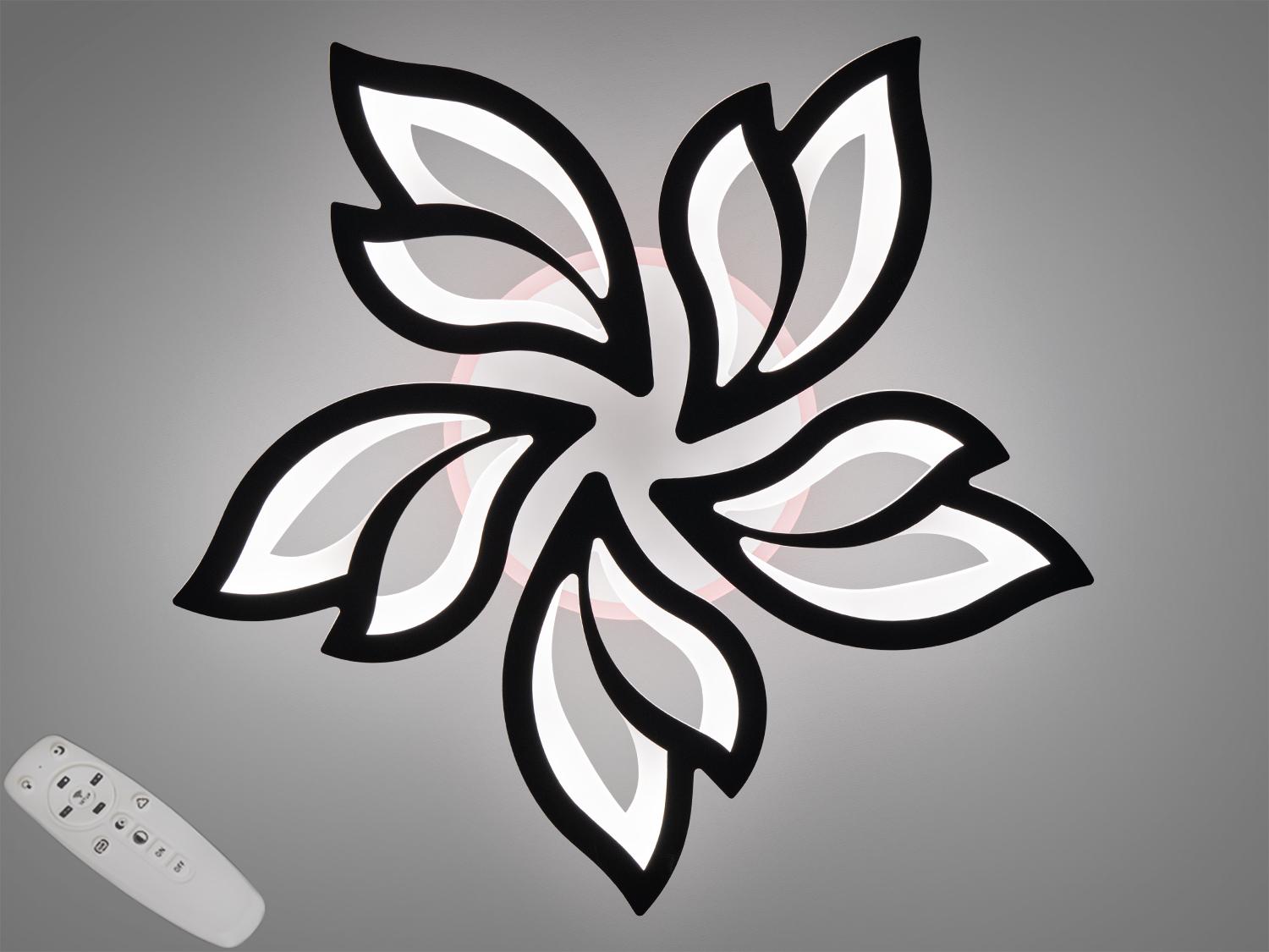 Люстра потолочная LED подсветка/диммер/пульт 80W Черный (8165/5BK 3col dim)