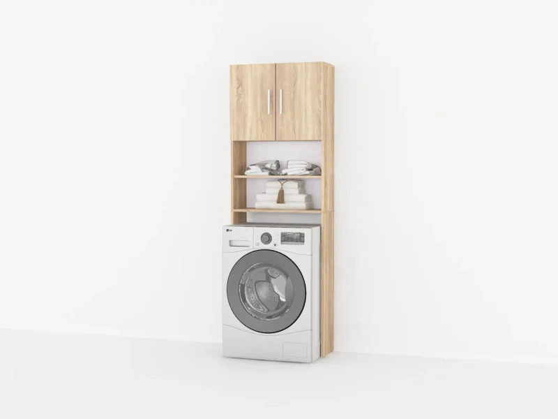 Тумба под стиральную машину в ванную GT-107 640x250x1900 мм Дуб Сонома - фото 2