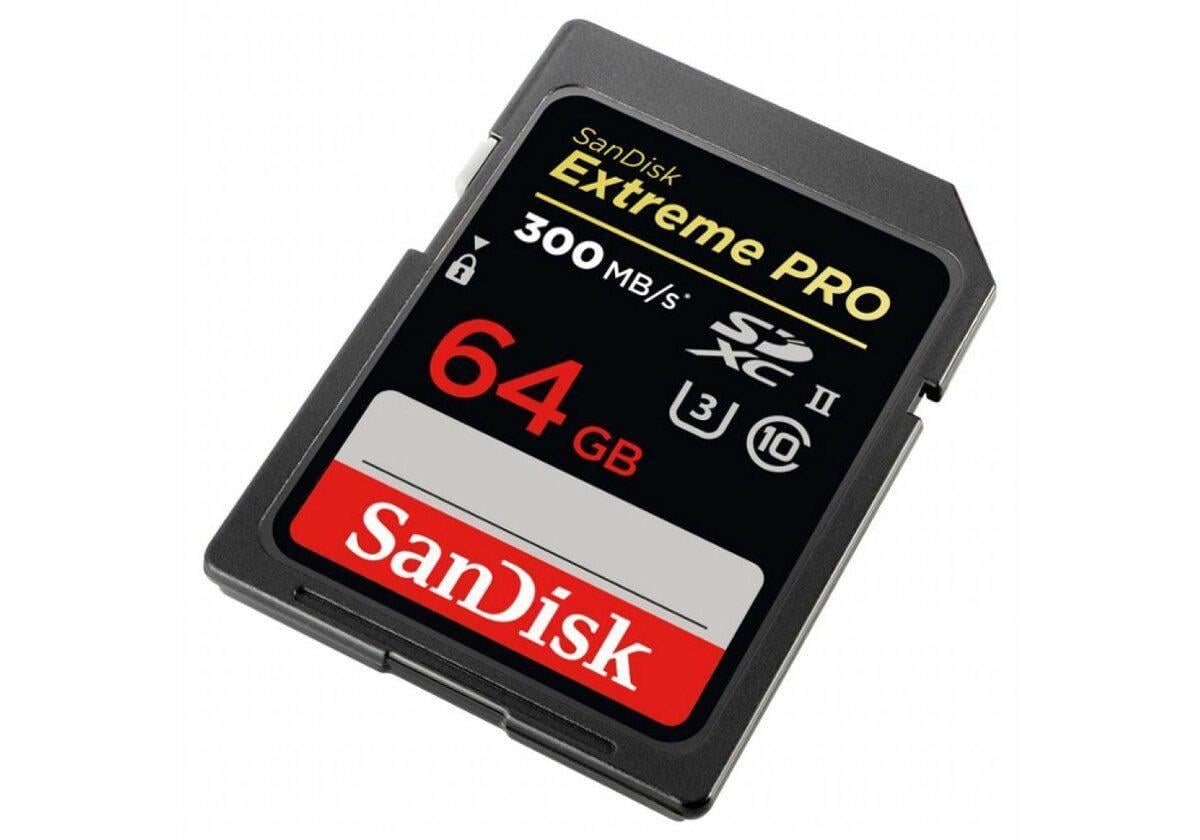 Карта памяти SanDisk Extreme Pro 64 Gb Class 10 V90 R-300 Mb/s W-260 Mb/s