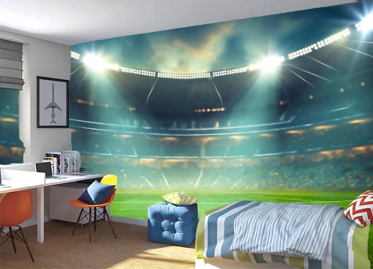 Фотошпалери флізелінові у дитячу Футбольний стадіон 3D 100х100 см (6010)